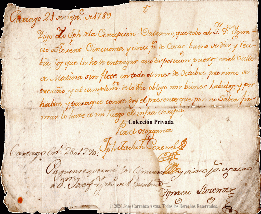 Vale de cacao 1789